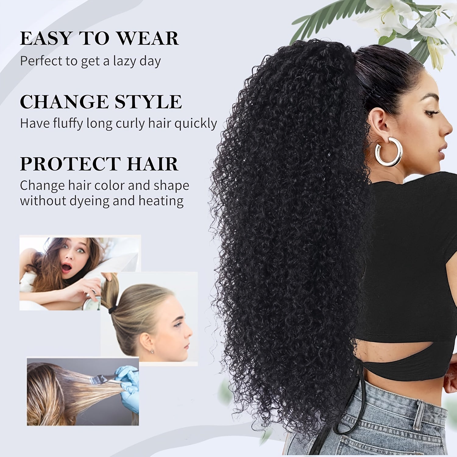 Voluminous • Women's Synthetic Afro Kinky Curly Ponytail • Comfortable Drawstring Closure • Natural Look Hairpiece