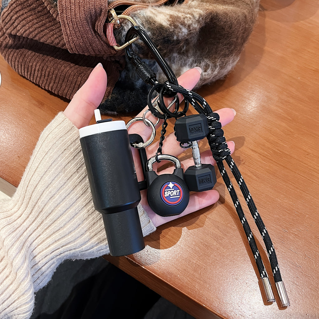 Pink & Black Keyring, Chain & Lanyard
