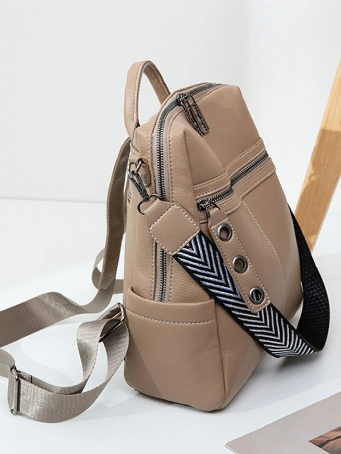Leather Multi-Compartment Backpack Bag
