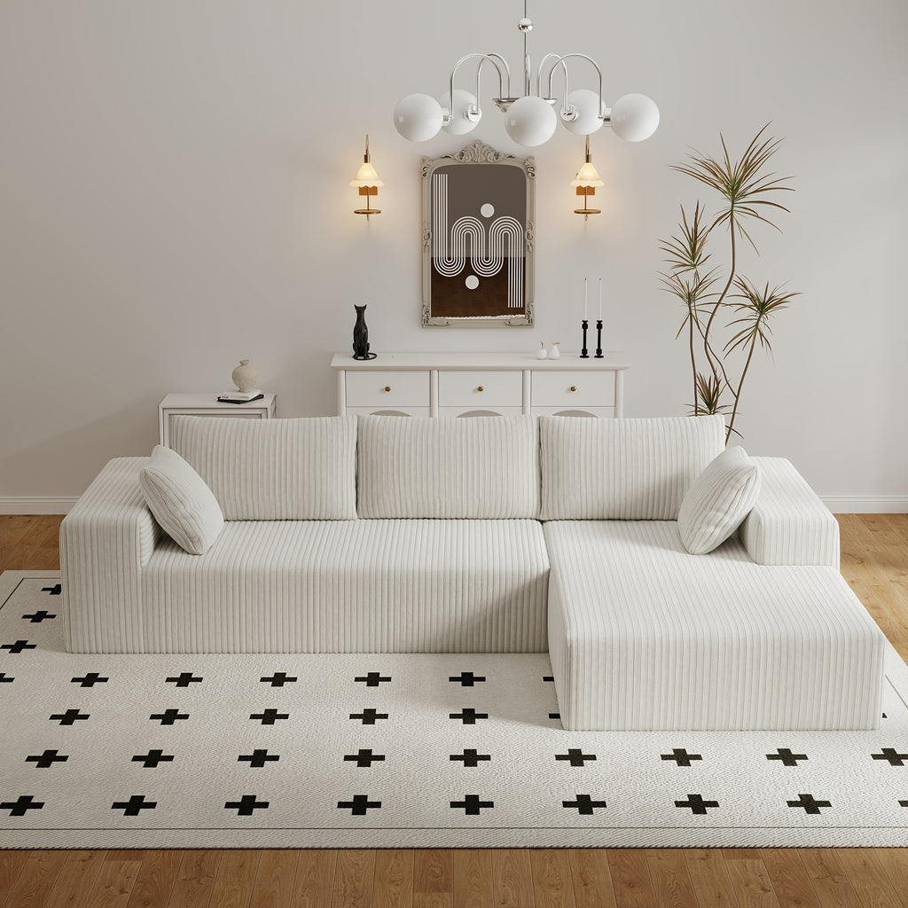 Modern Modular L-Shaped Living Room Cloud Sofa Set