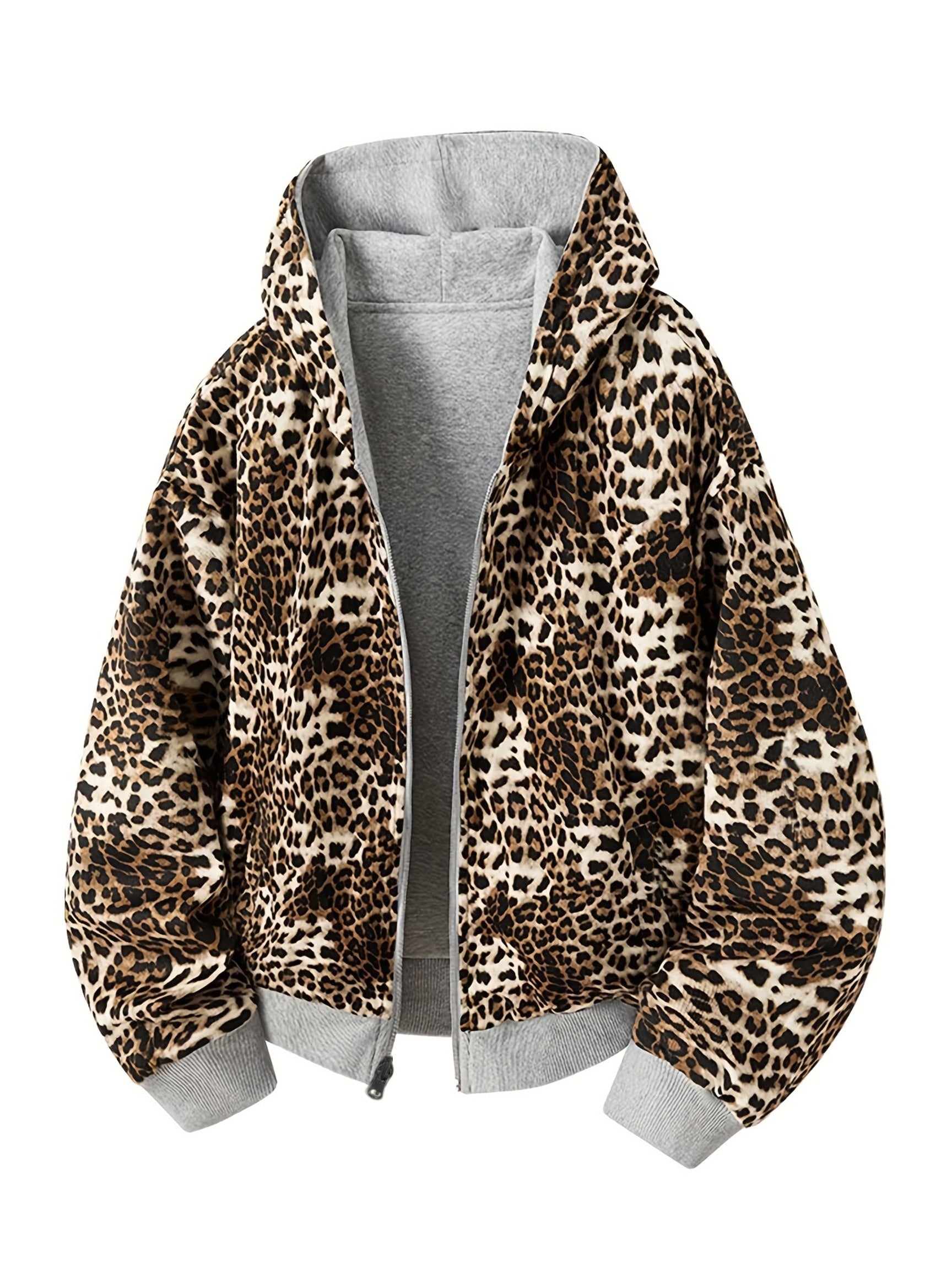 Reversible Leopard Print Hooded Sweatshirt