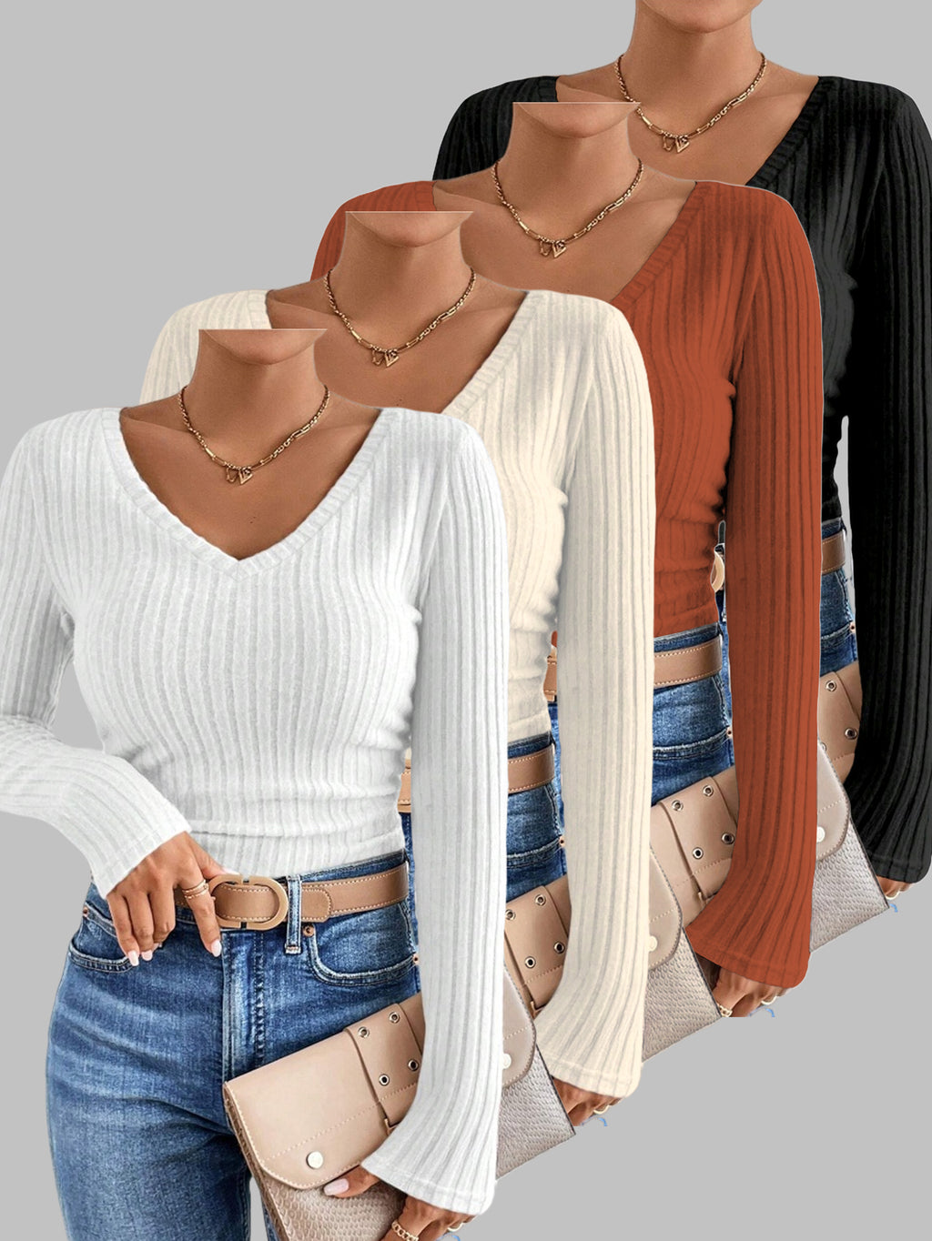 Oversized V-Neck Sweater Set