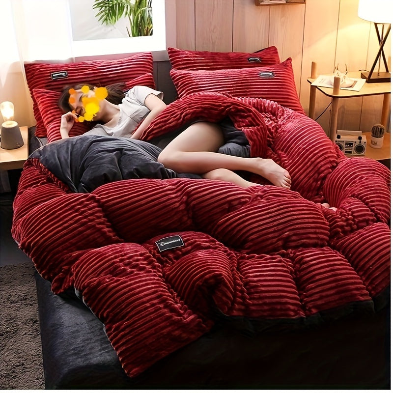 {4 Pieces} Deluxe Puffy Duvet Cover Set