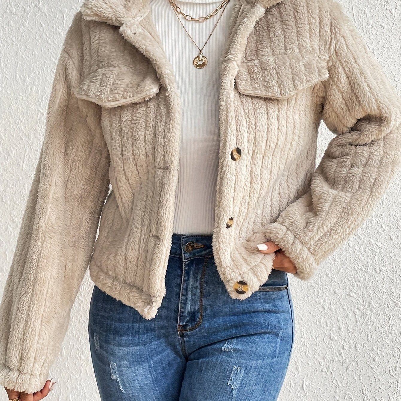 Khaki Notch Collar Coat