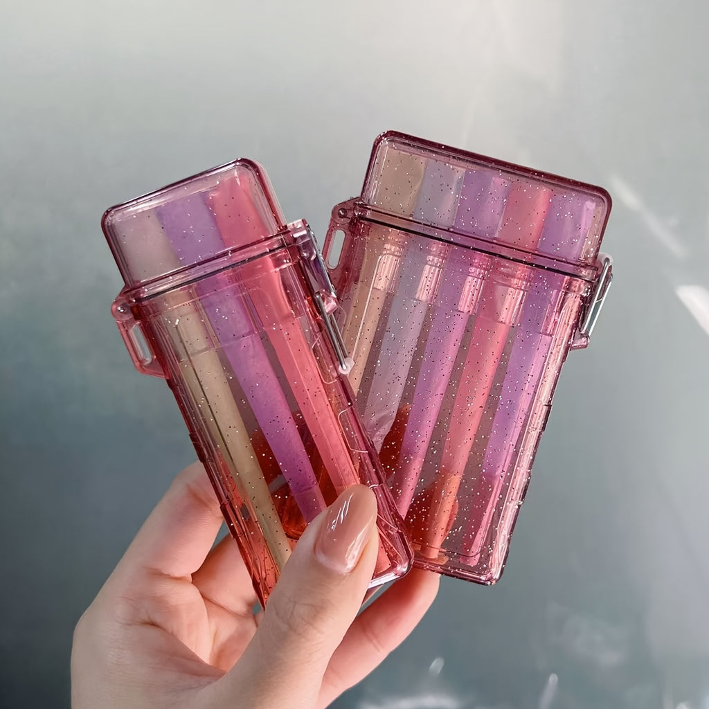 Pink Acrylic-like Cigarette Case with Flip-Top Lid & Pre-Rolled Cone Holder