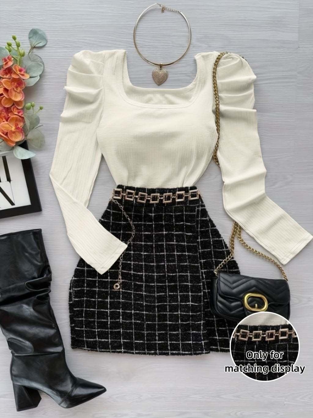 Skirt Suit with Square Neckline