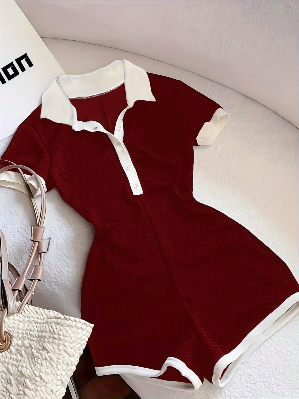 Black & White Contrast Collar Jumpsuit