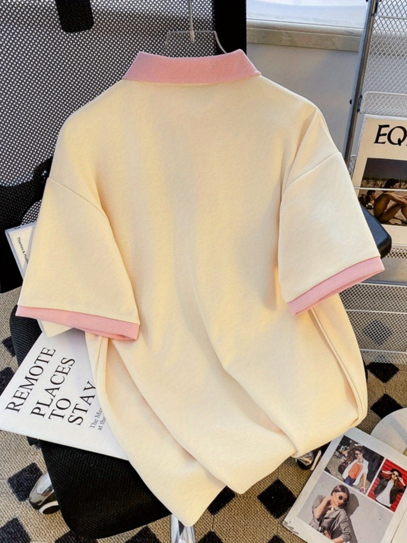 Pink Bow Embroidered Polo Shirt