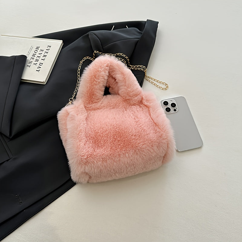 Plush Faux Fox Fur Classic Stylish Versatile Casual Shoulder Bag