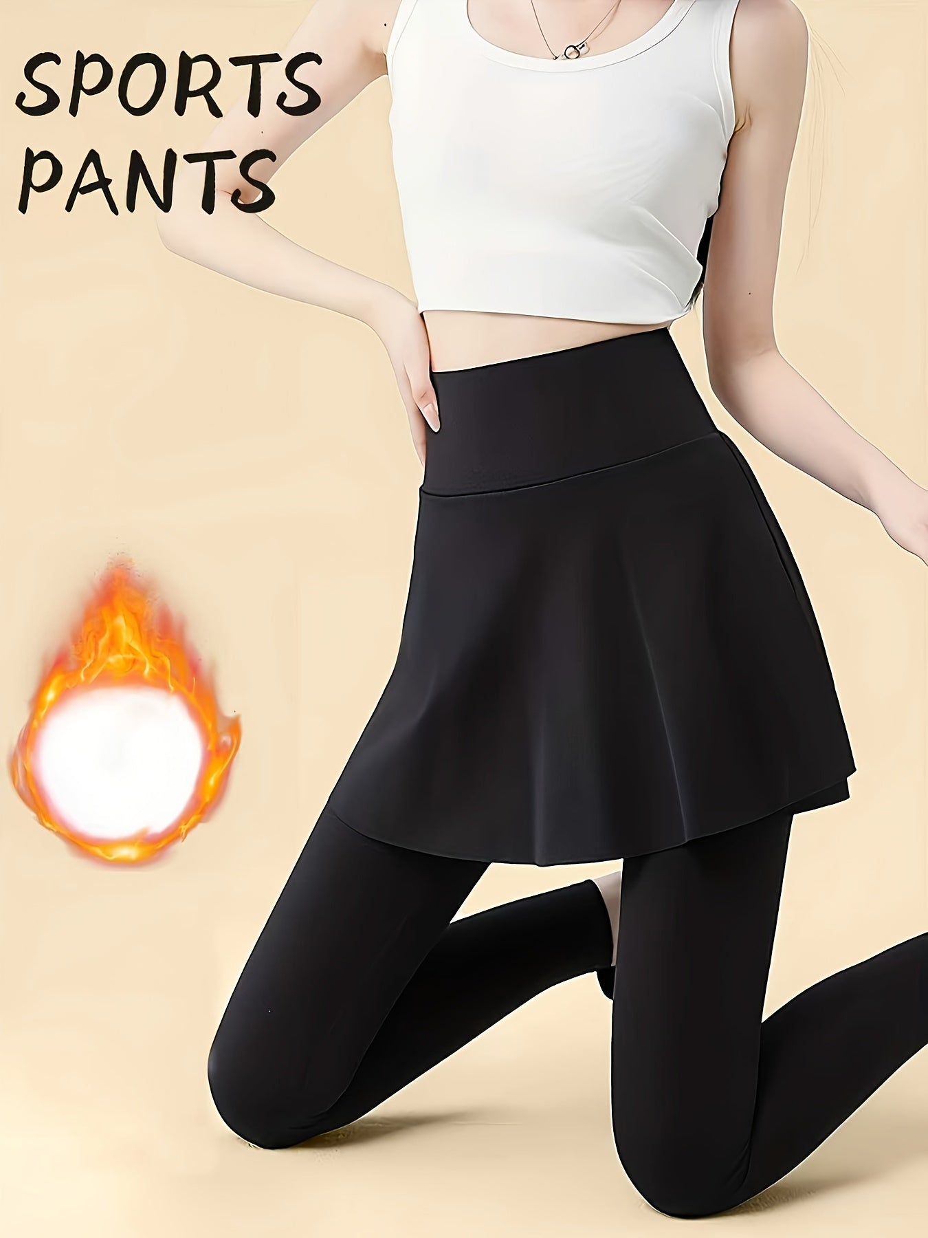 Full-Length Workout Leggings with Skirt