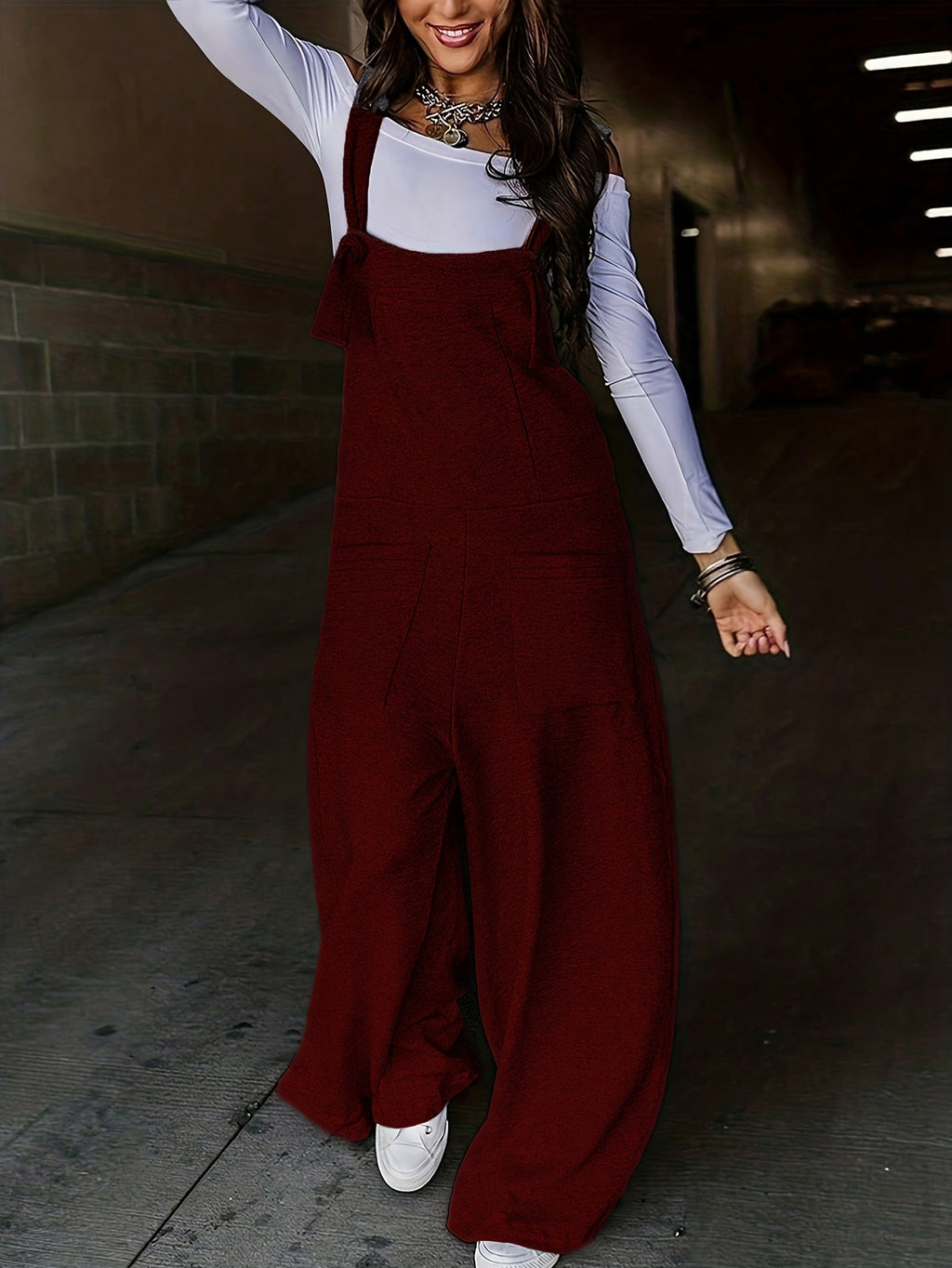 Solid Color Slingback Jumpsuit with Pocket