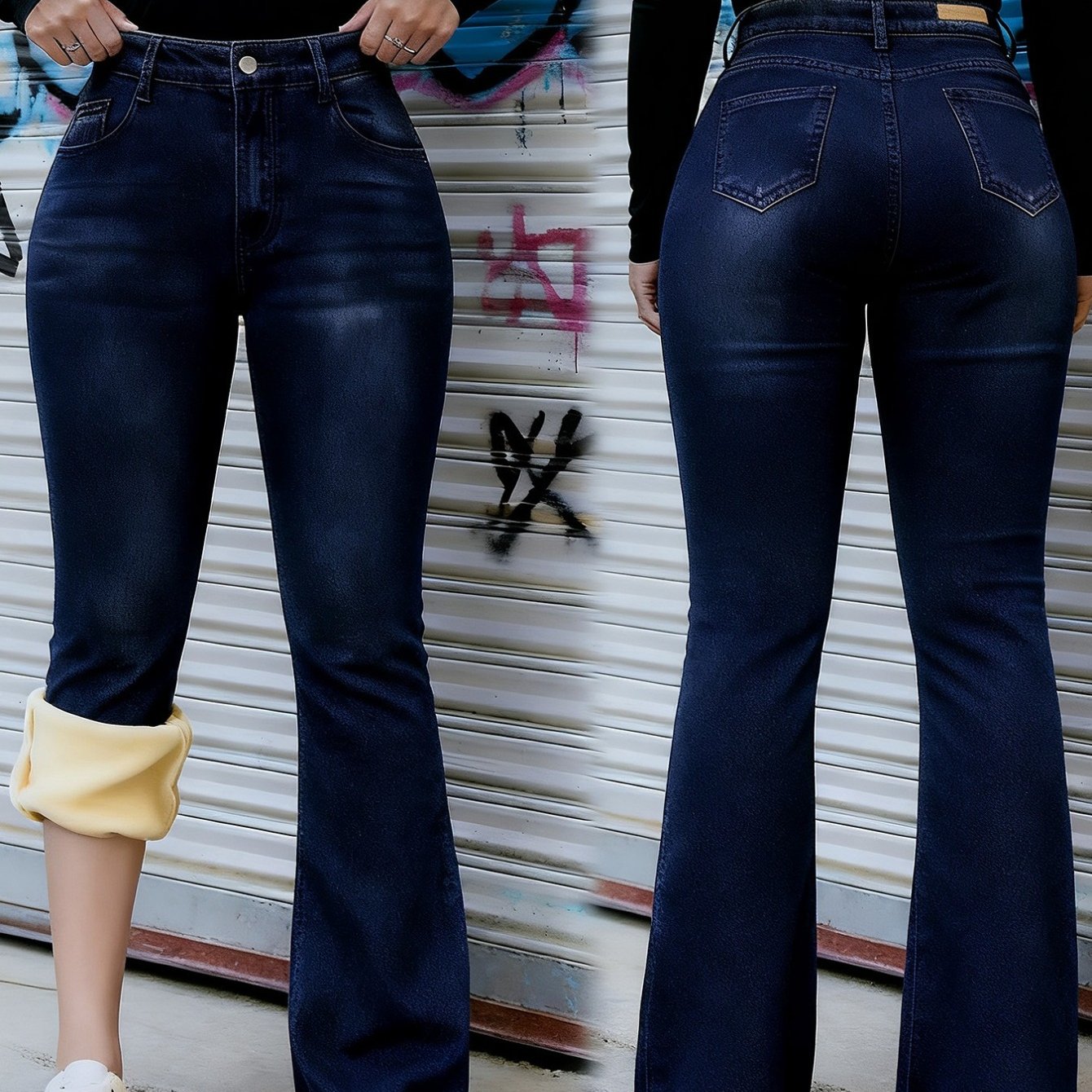 Lined Stretch Flare Jeans