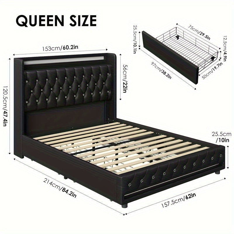 Bed Frame with Outlets and USB Ports