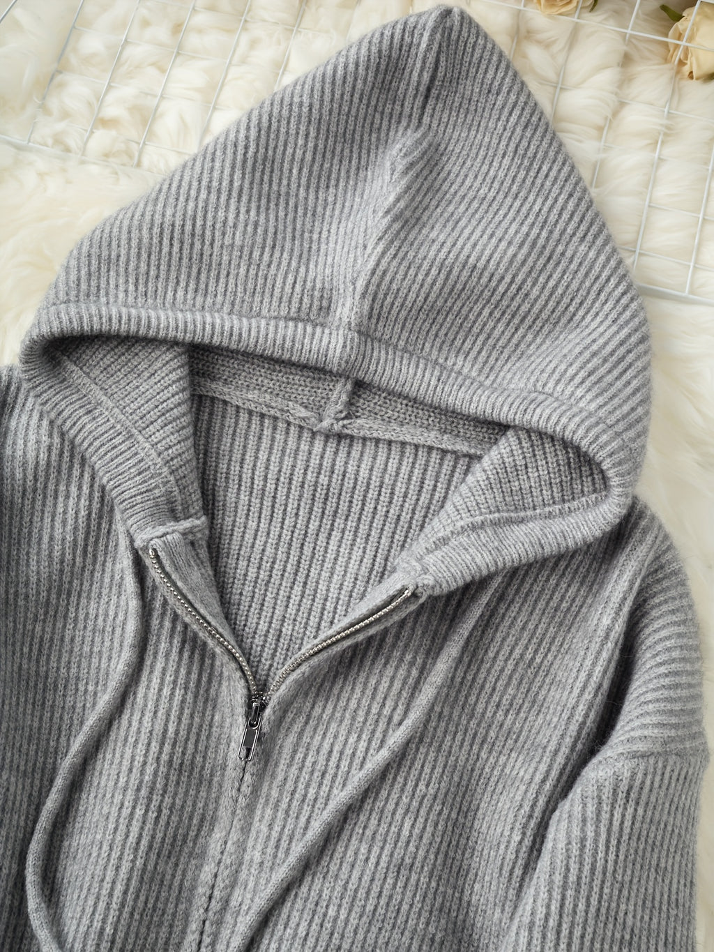 Women's Thick Winter Hooded Zip-Up Cardigan Coat, Brown, Front Zipper Closure, Medium Stretch Fabric for Cold Weather - Casual Outerwear for Everyday & Formal Events