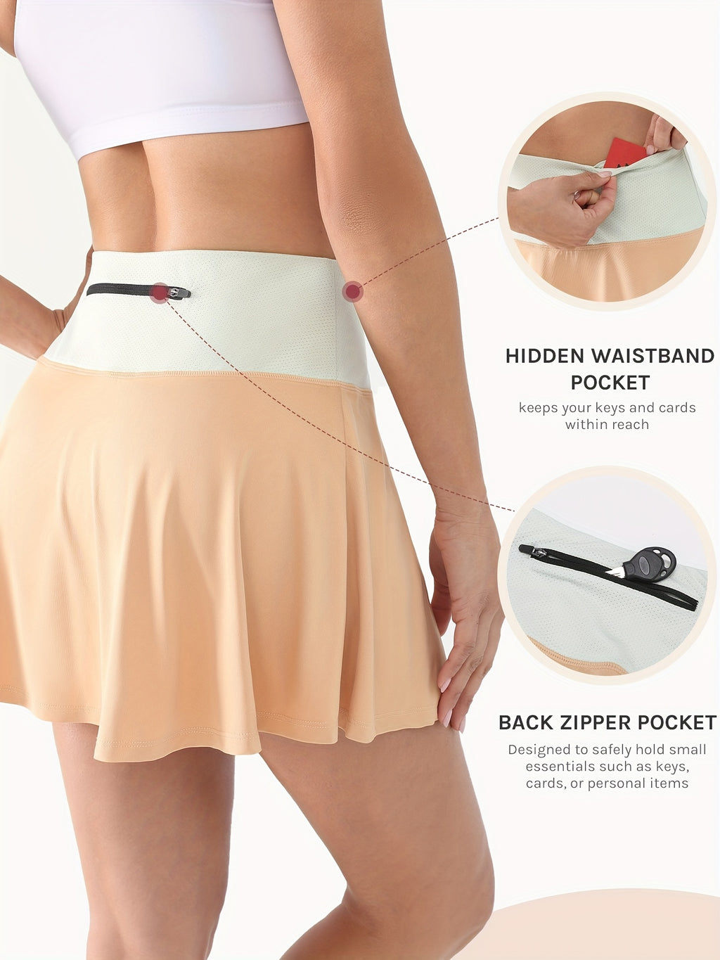 High-Waisted Athletic Skorts with 4 Pockets