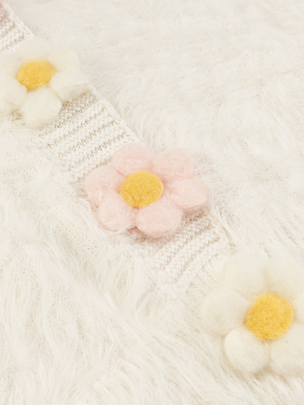 Cozy White Cardigan with Floral Buttons