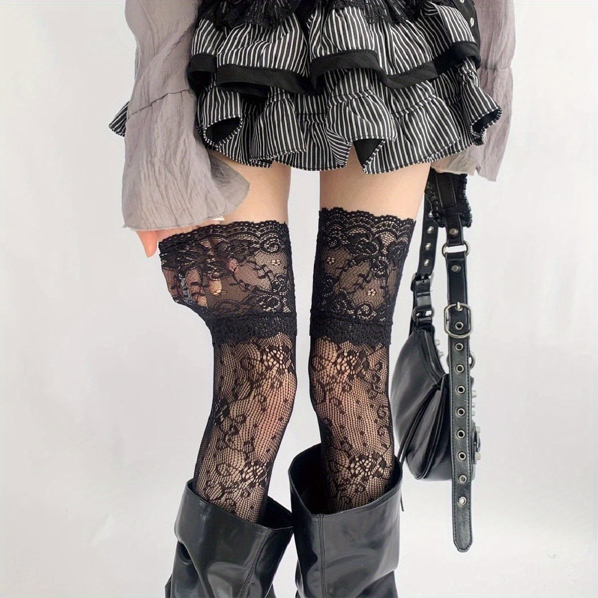 Over-The-Knee Socks with Lace Trim