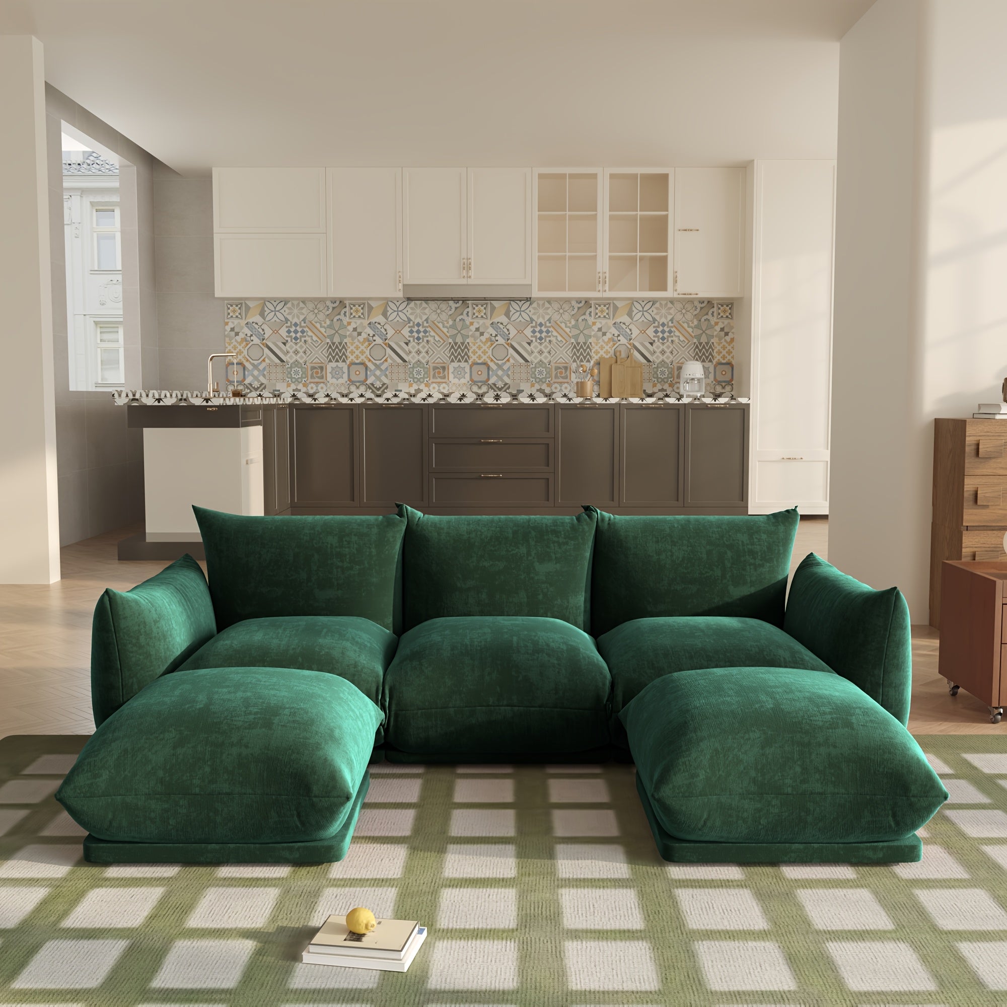 5-Seater Sectionals Couch With Wide Reversible Chaise Ottoman