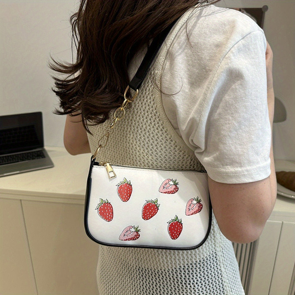 Strawberry Shoulder Bag with Adjustable Strap