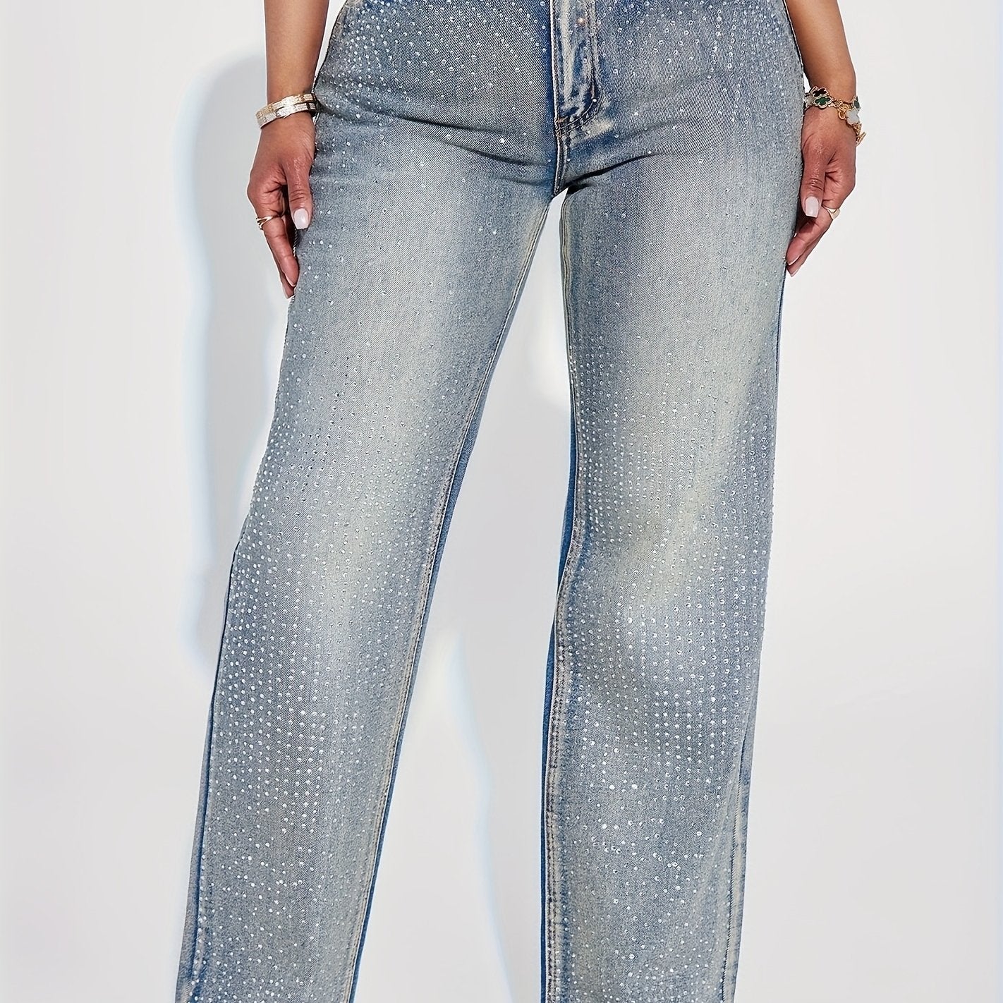 Rhinestone Denim Pants