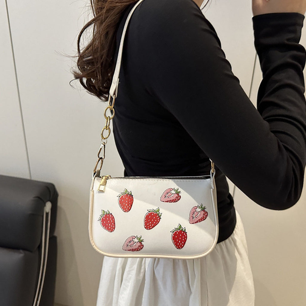 Strawberry Shoulder Bag with Adjustable Strap