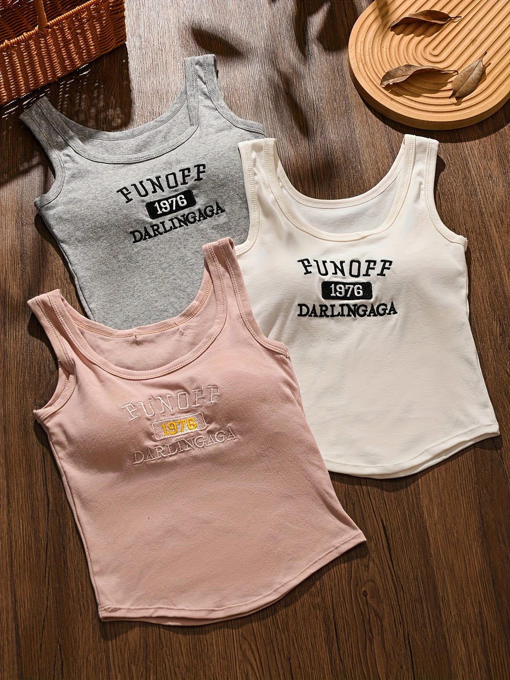 3pcs Set of Embroidered Bralette Camisole with Design