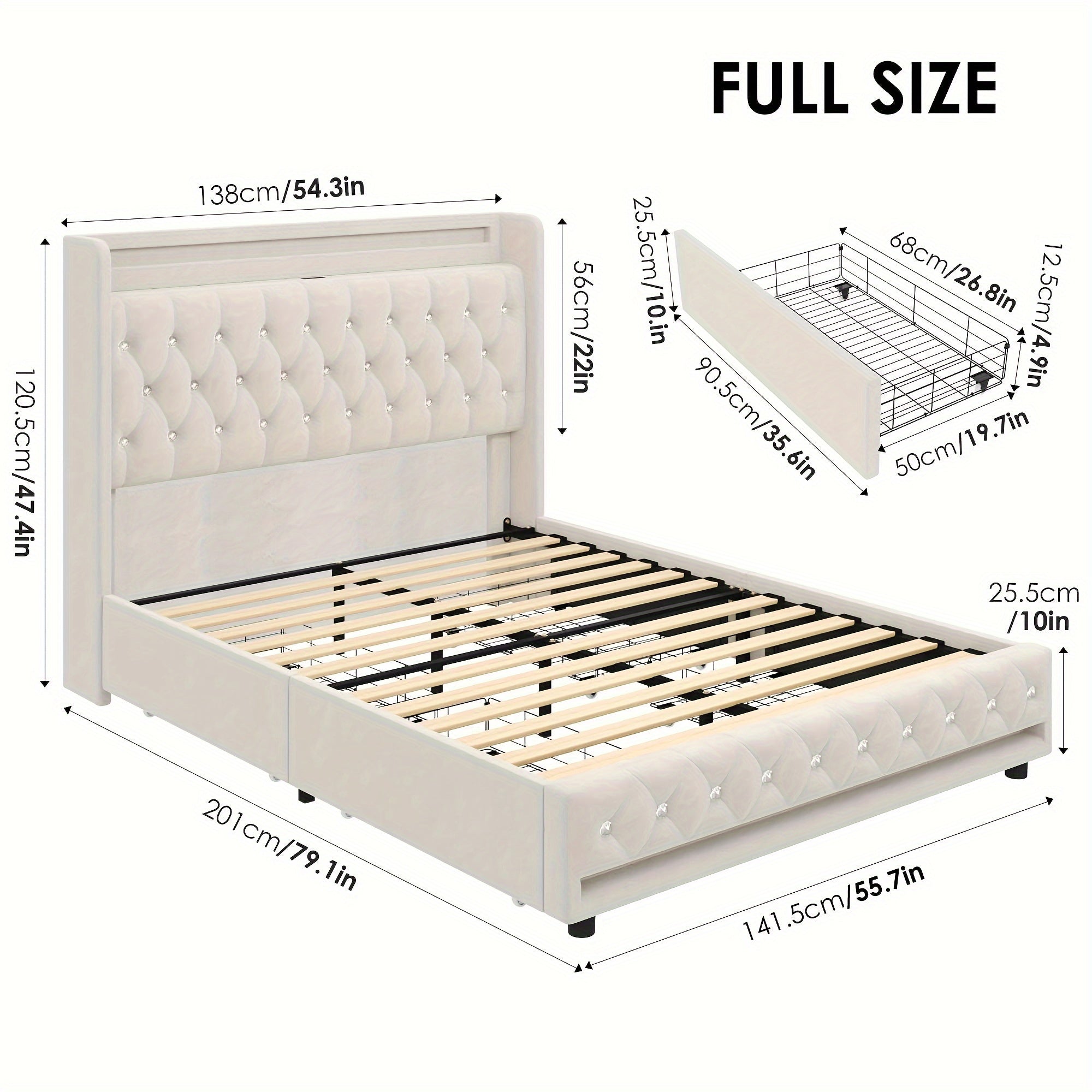 Bed Frame with Outlets and USB Ports