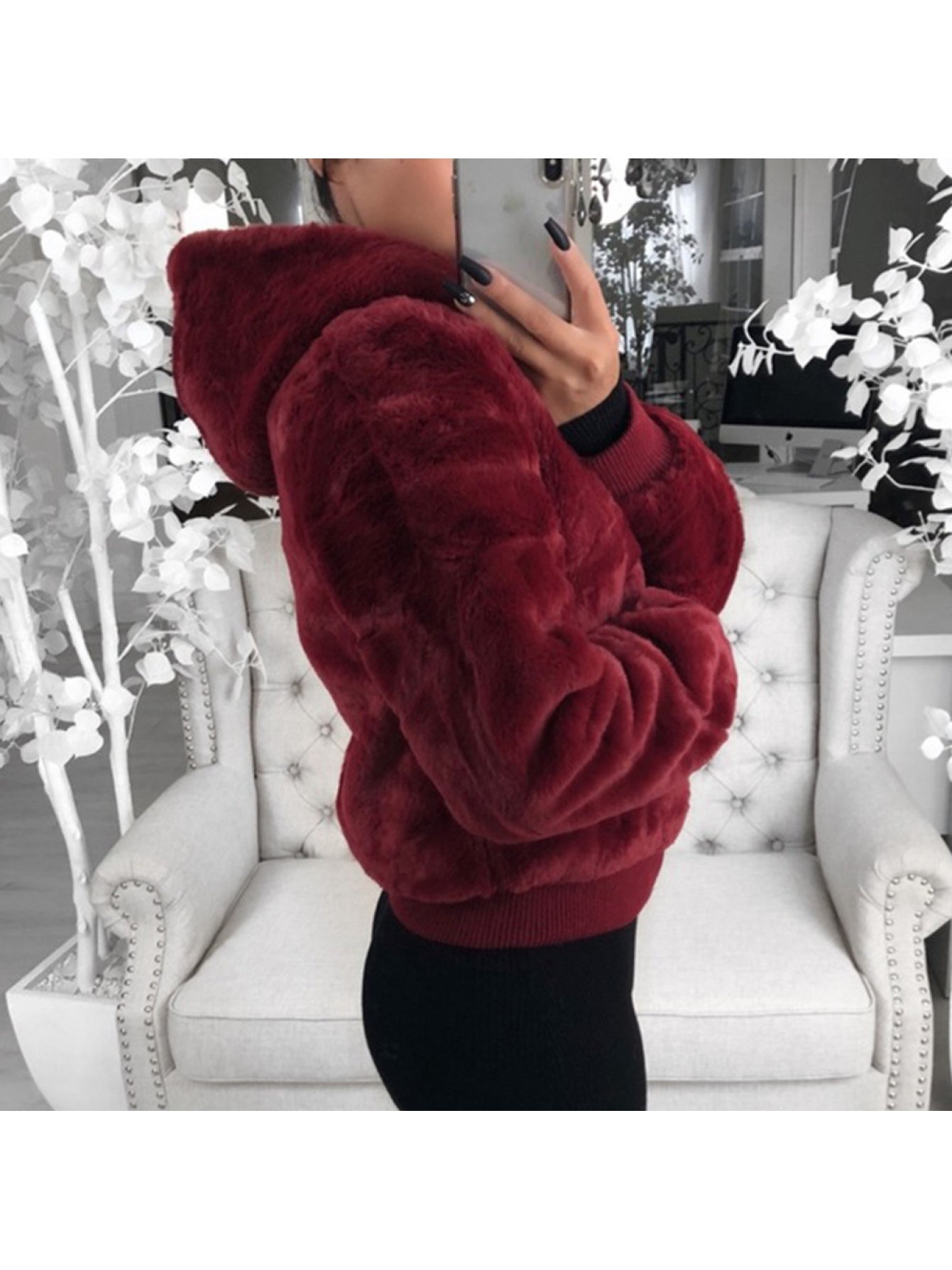 Luxurious Plush Hooded Coat