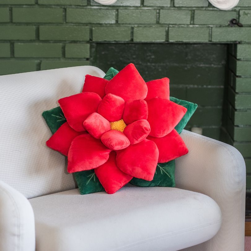 Poinsettia Pillow - Christmas Red