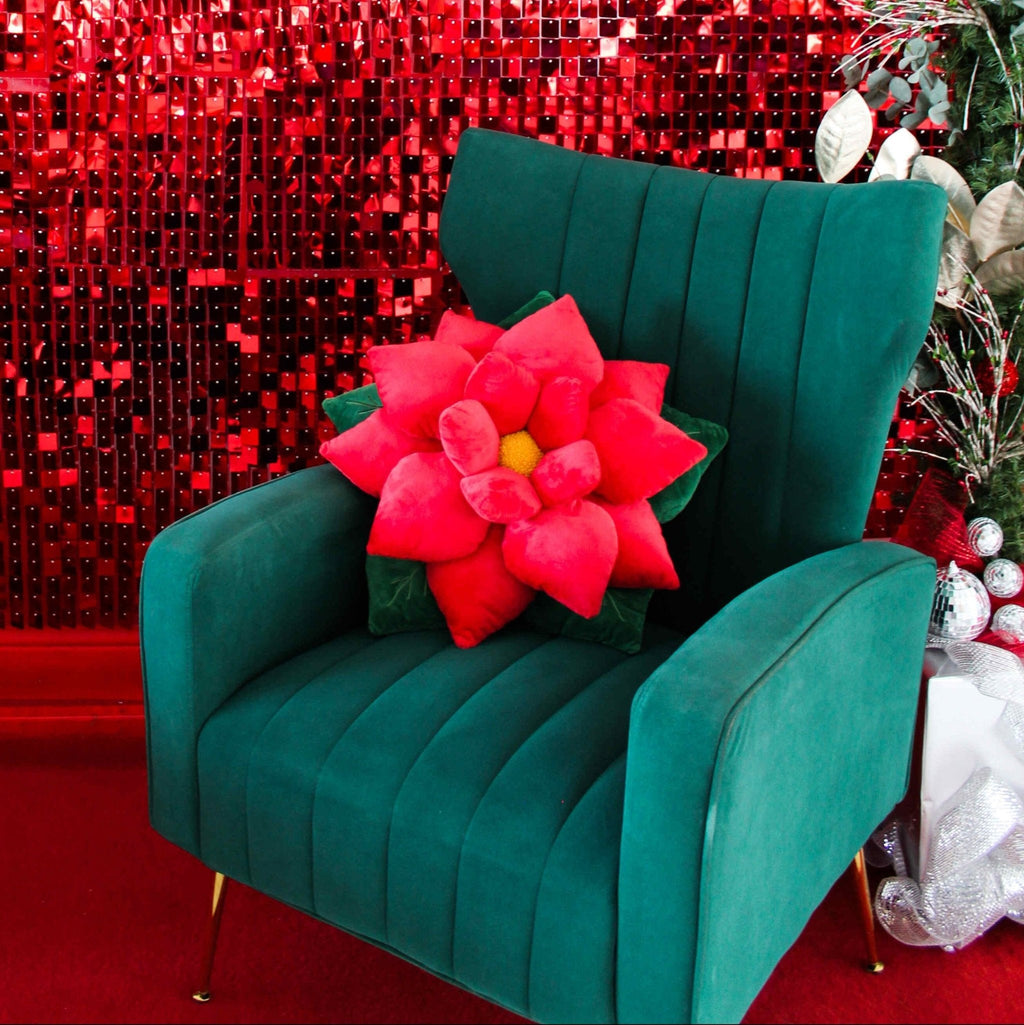 Poinsettia Pillow - Christmas Red