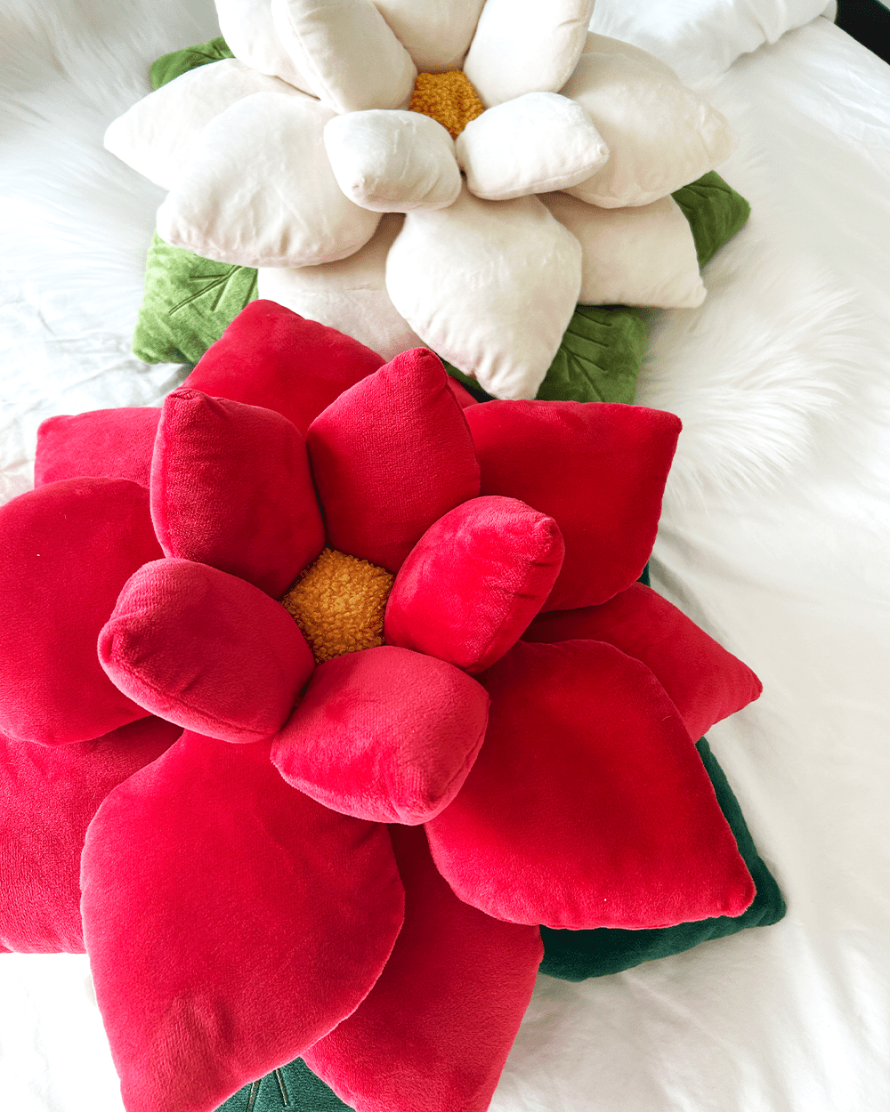 Poinsettia Pillow - Christmas Red