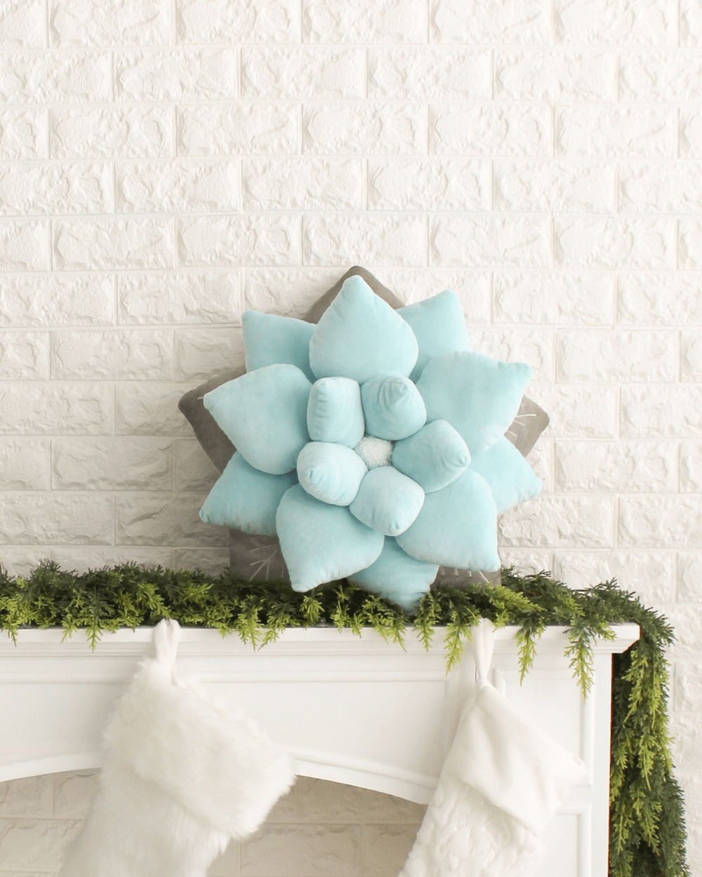 Poinsettia Pillow - Frost Blue