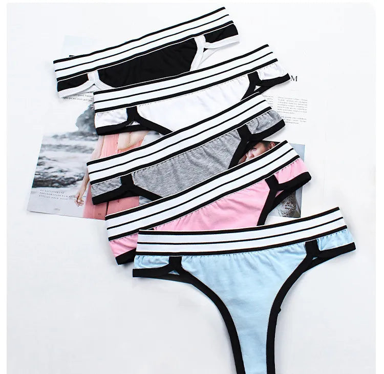 {3pcs} Mid Waist Breathable Color Blocking Panty